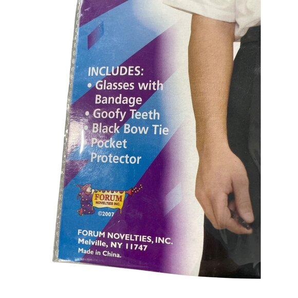 Forum Novelties Instant Nerd Costume Kit OS For Adults Glasses Bow Tie Teeth NEW - Picture 3 of 7